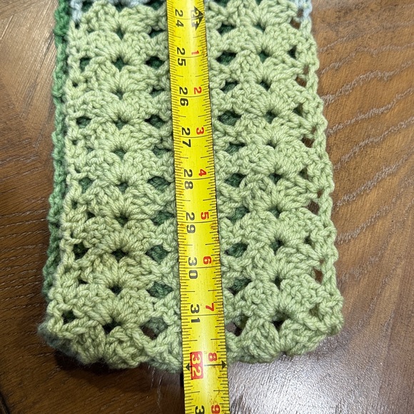 Handcrafted Green and Blue Crochet Scarf - Picture 5 of 6